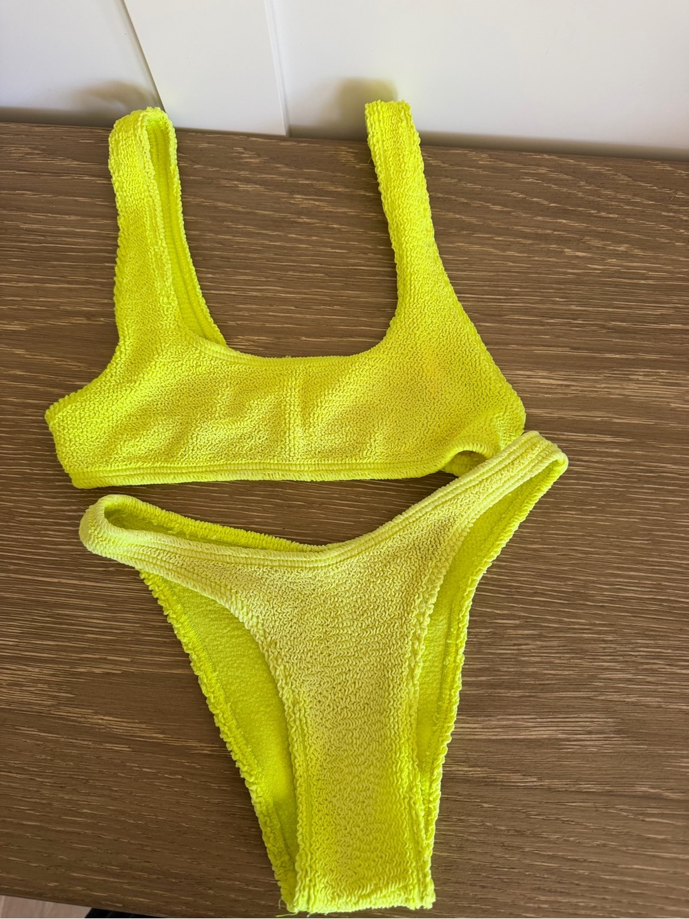 bond-eye Neon Yellow Textured Bikini Set